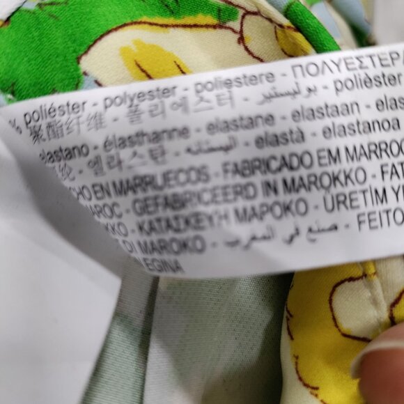 ZARA Retro 70s Green Yellow Paisley Print High Waist Pants Women's Size Medium - Picture 11 of 15